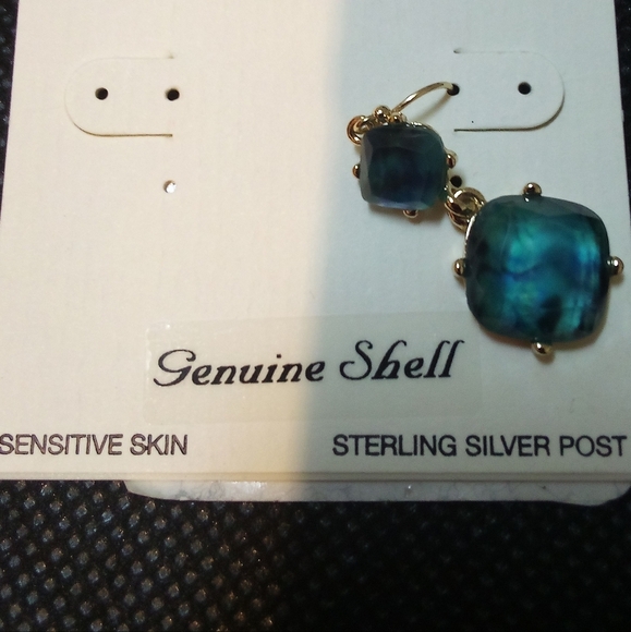 Dillard's - Genuine Shell, Teal, Sterling Silver Post, Sensitive Skin - Picture 7 of 8